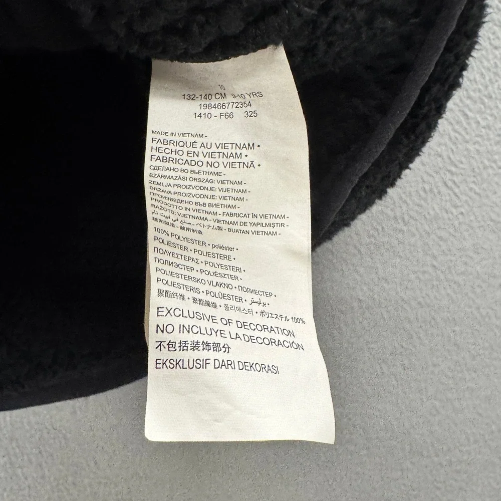 Nike 3Brand Fleece Vest Boys 10 Full Zip Black Sherpa Jacket Sporty Outdoor